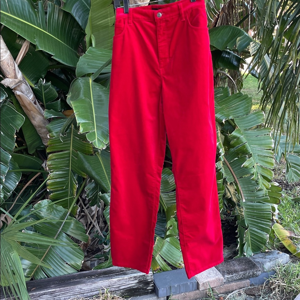 Talbots red velvet straight leg pants or jeans